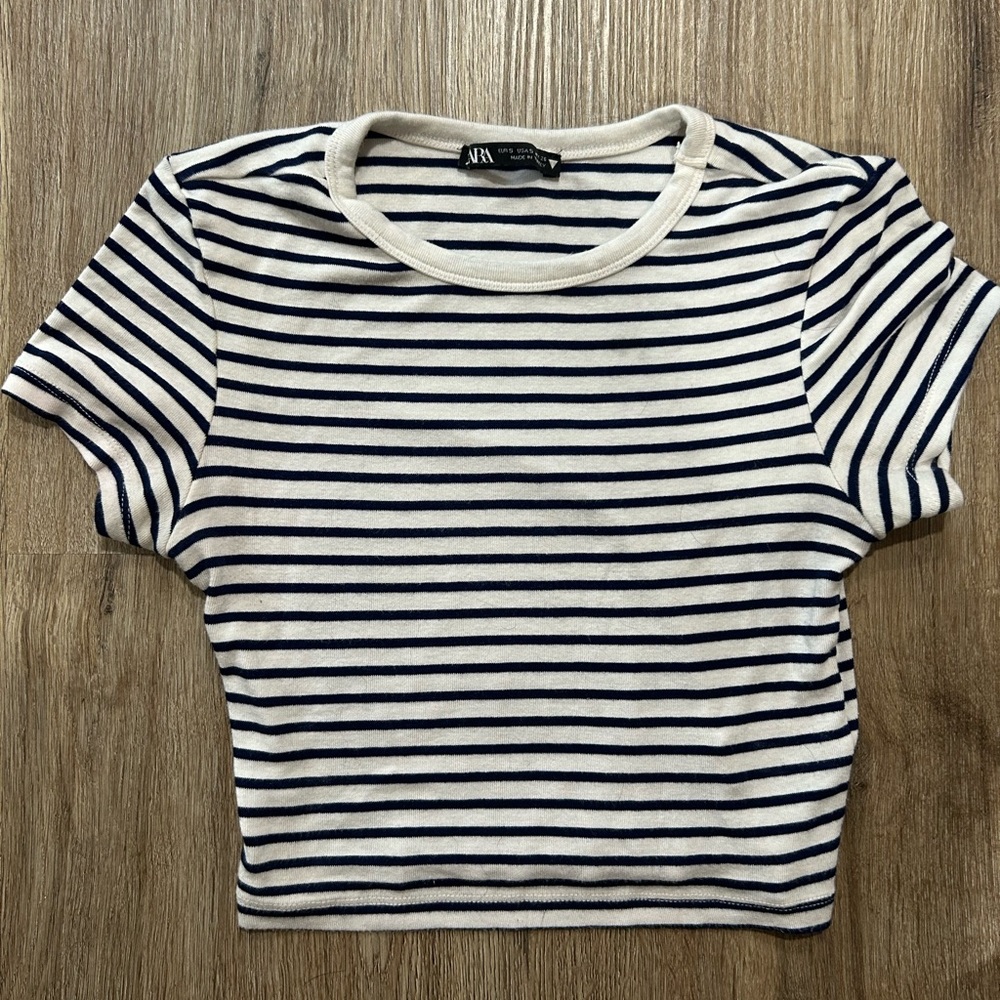 Zara Navy and White Striped Tee